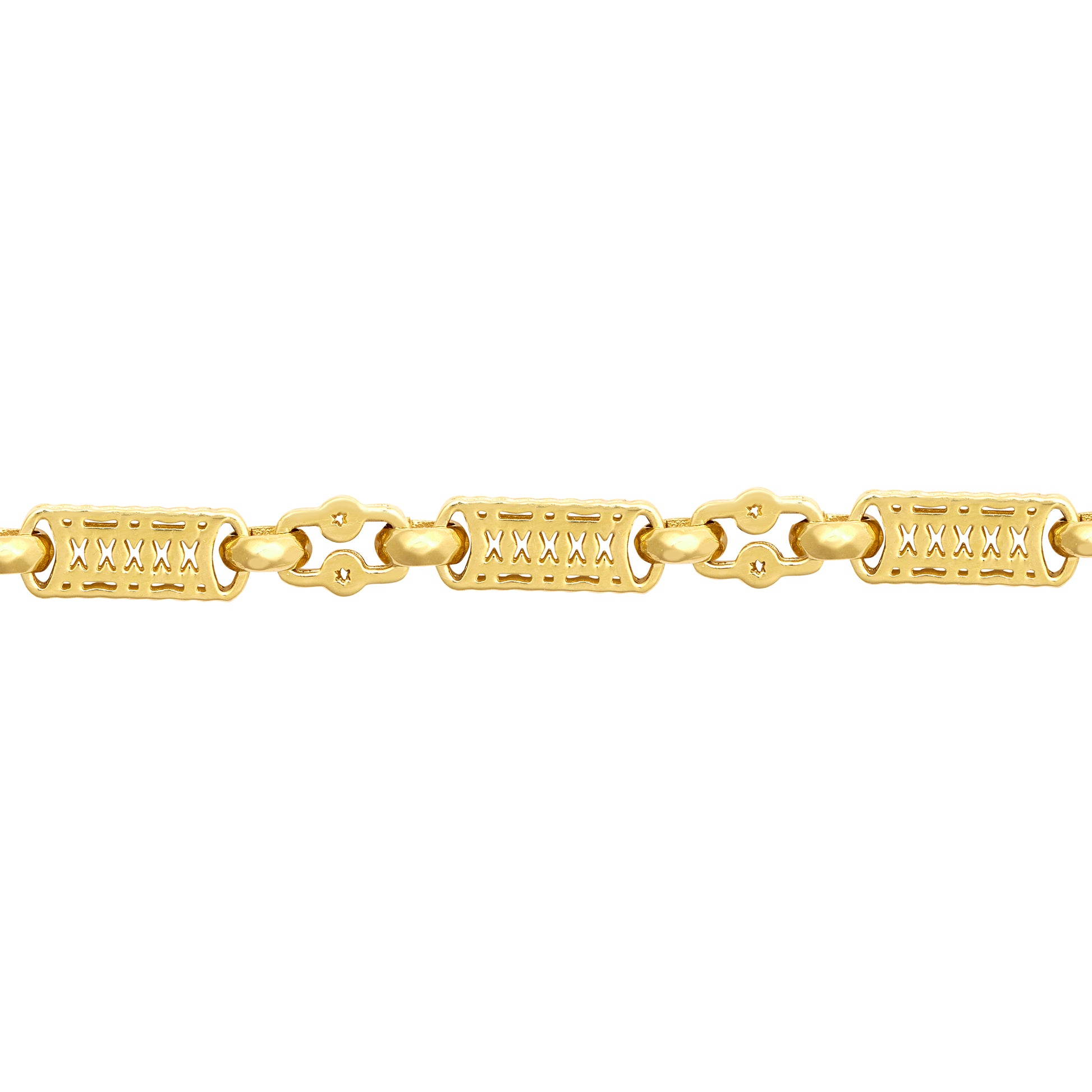 9ct Gold  Rolling Stars & Bars 5mm Chain Link Bracelet 7.5inch - JBB404