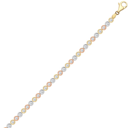 9ct 3-Colour Gold  CZ Bubble Donut Eternity Tennis Bracelet - JBB406