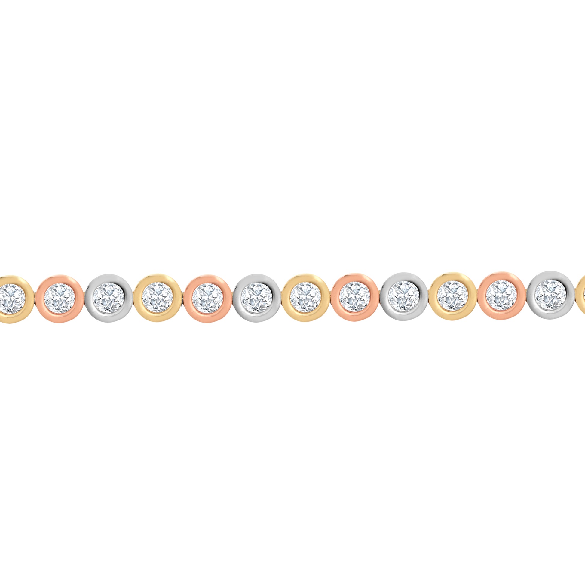 9ct 3-Colour Gold  CZ Bubble Donut Eternity Tennis Bracelet - JBB406