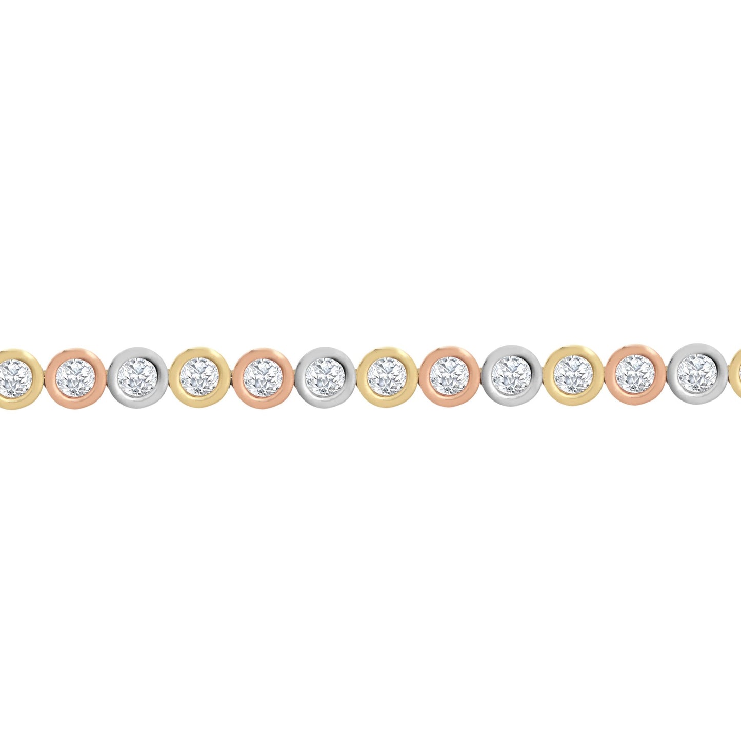 9ct 3-Colour Gold  CZ Bubble Donut Eternity Tennis Bracelet - JBB406