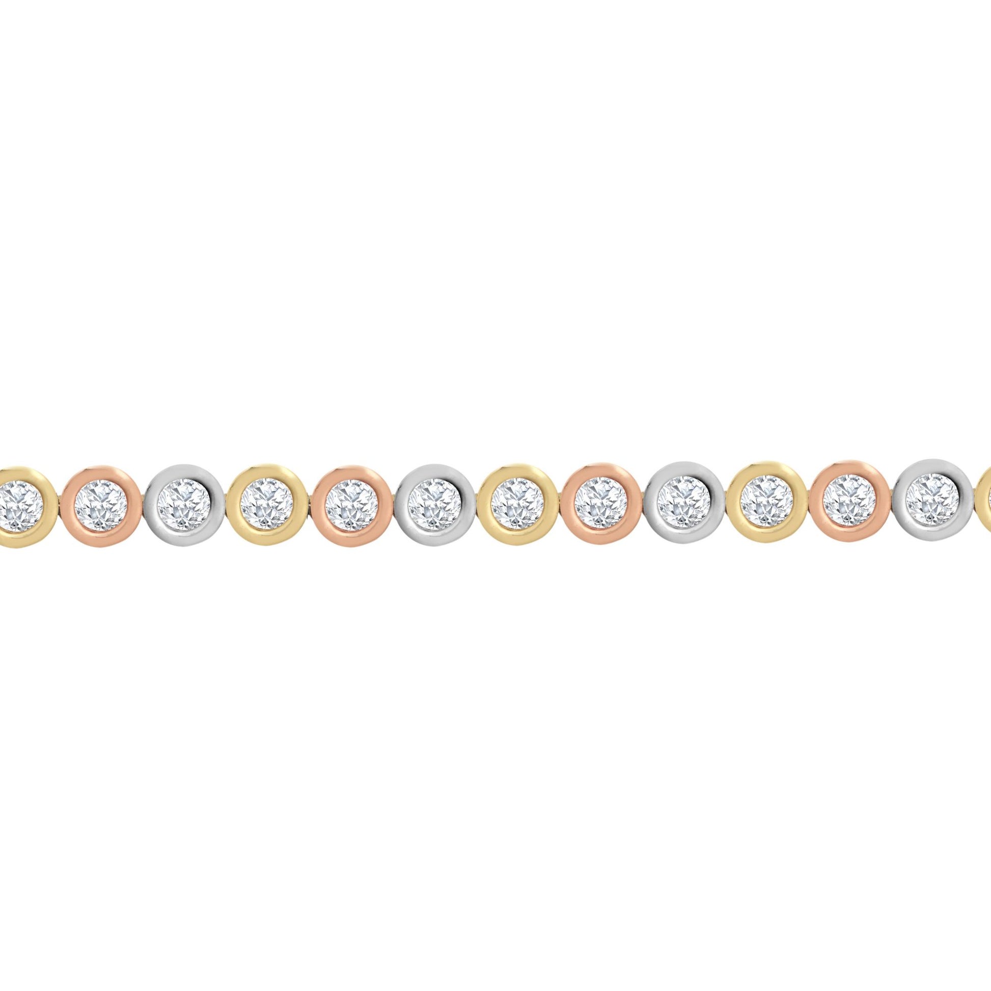 9ct 3-Colour Gold  CZ Bubble Donut Eternity Tennis Bracelet - JBB406