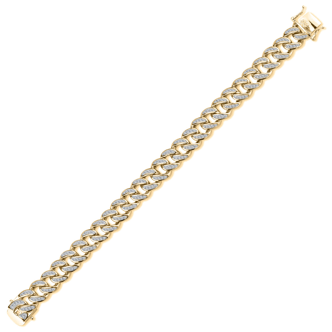 Men's 9ct Gold  CZ Cuban Curb 12mm Chain Link Bracelet 1oz 8.5inch - JBB407