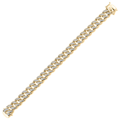 Men's 9ct Gold  CZ Cuban Curb 12mm Chain Link Bracelet 1oz 8.5inch - JBB407