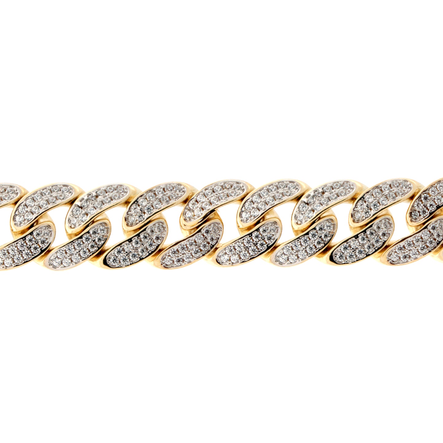 Men's 9ct Gold  CZ Cuban Curb 12mm Chain Link Bracelet 1oz 8.5inch - JBB407