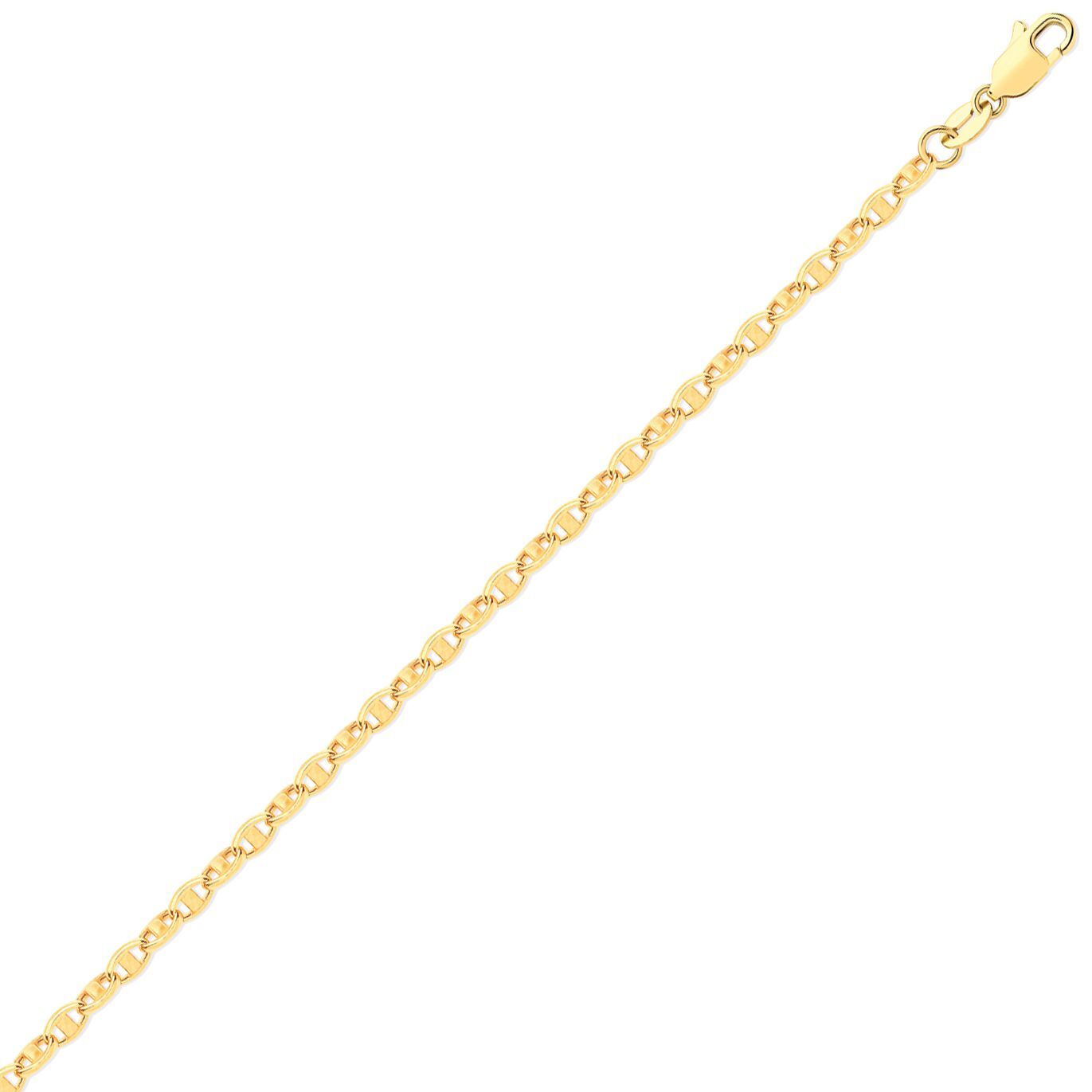 9ct Gold  Marine Anchor 3.5mm Chain Link Bracelet, 7.5 inch 19cm - JBB409