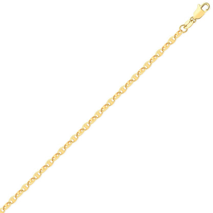 9ct Gold  Marine Anchor 3.5mm Chain Link Bracelet, 7.5 inch 19cm - JBB409