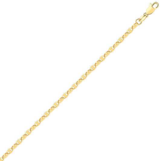 9ct Gold  Marine Anchor 3.5mm Chain Link Bracelet, 7.5 inch 19cm - JBB409