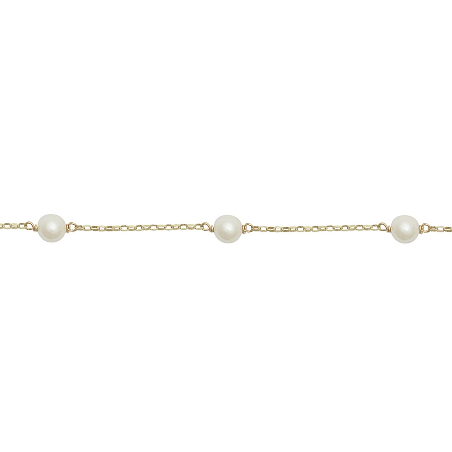 9ct Gold  Akoya Cultured Pearl Station Necklace 6mm 18 inch - JBB452