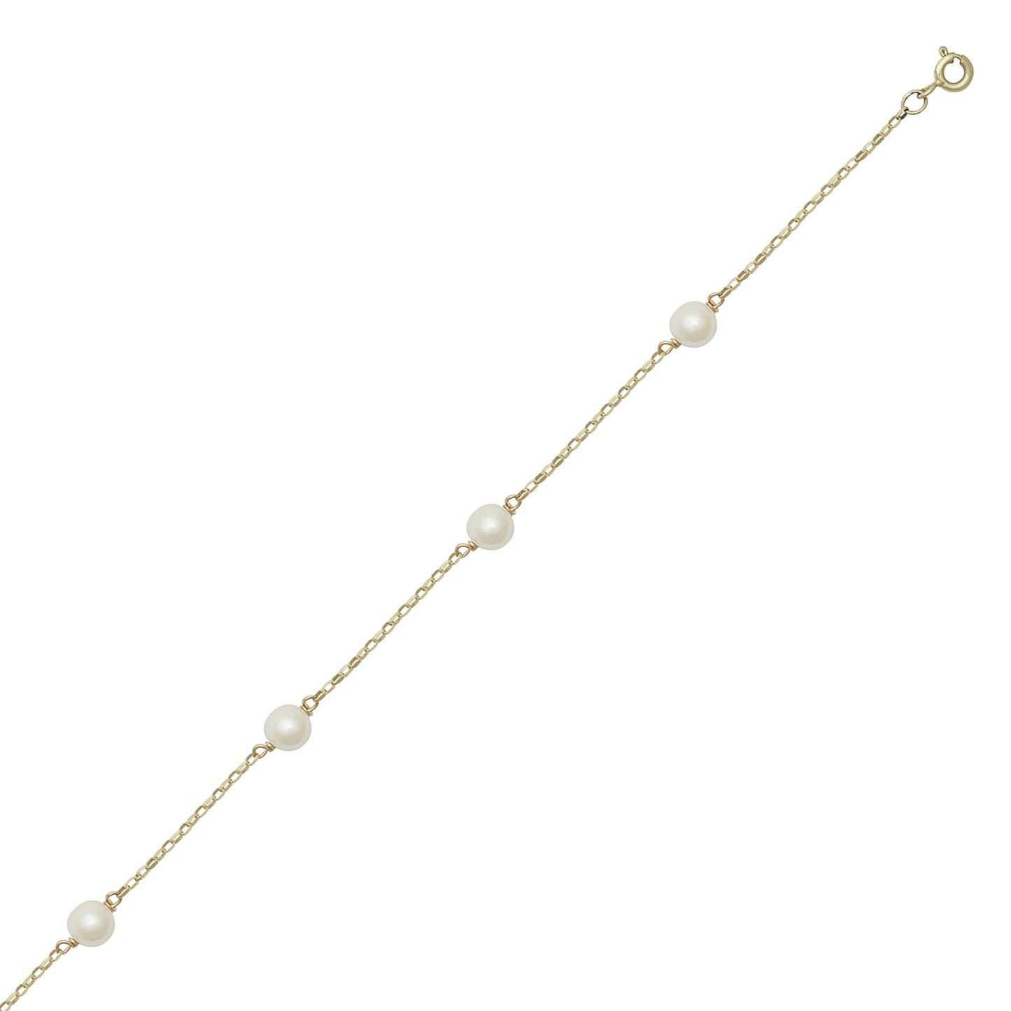 9ct Gold  Akoya Cultured Pearl Station Necklace 6mm 18 inch - JBB452