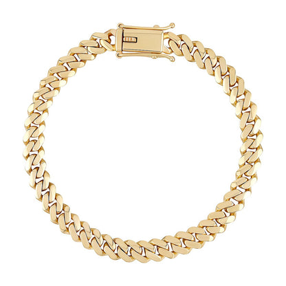 9ct Gold  Domed Cuban Curb 7mm Chain Link Bracelet, 8.5 inch 21cm - JBB453