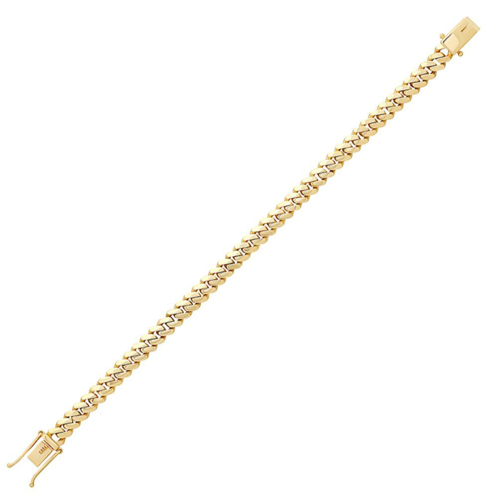 9ct Gold  Domed Cuban Curb 7mm Chain Link Bracelet, 8.5 inch 21cm - JBB453
