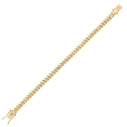 9ct Gold  Domed Cuban Curb 7mm Chain Link Bracelet, 8.5 inch 21cm - JBB453