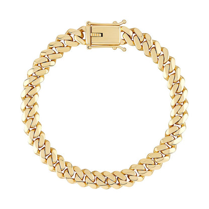 9ct Gold  Domed Cuban Curb 8.5mm Chain Link Bracelet 8.5 inch 21cm - JBB454