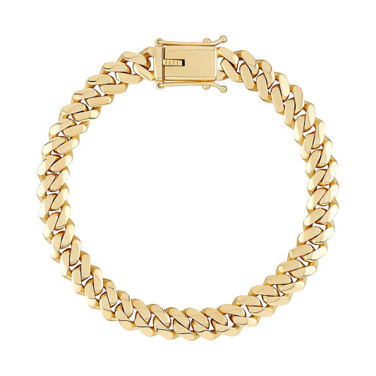 9ct Gold  Domed Cuban Curb 8.5mm Chain Link Bracelet 8.5 inch 21cm - JBB454