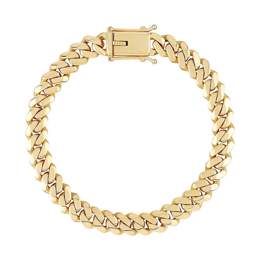 9ct Gold  Domed Cuban Curb 8.5mm Chain Link Bracelet 8.5 inch 21cm - JBB454