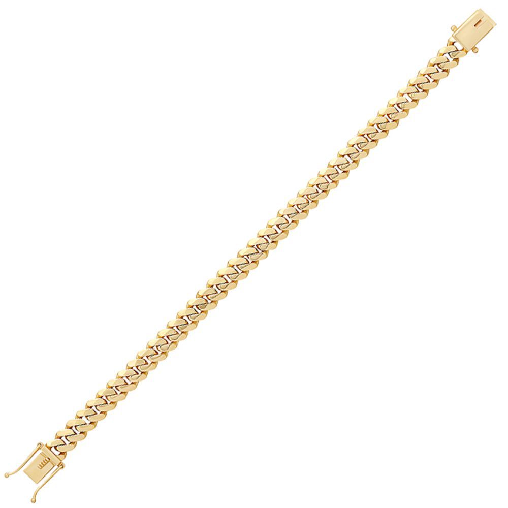 9ct Gold  Domed Cuban Curb 8.5mm Chain Link Bracelet 8.5 inch 21cm - JBB454