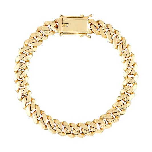9ct Gold  Domed Cuban Curb 10mm Chain Link Bracelet, 8.5 inch 21cm - JBB455