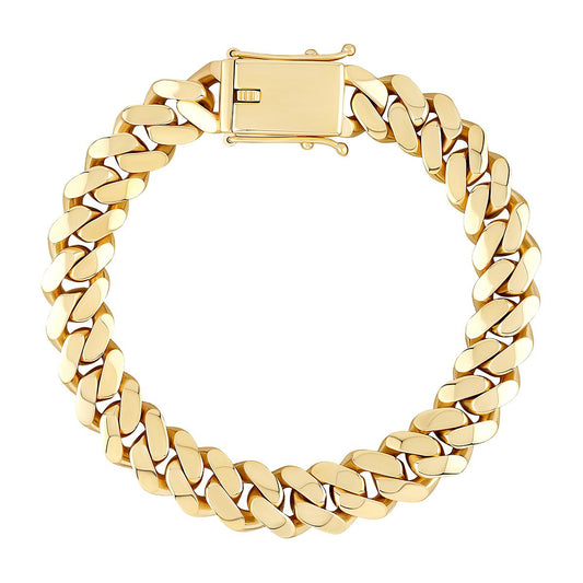 9ct Gold  Domed Cuban Curb 12mm Chain Link Bracelet, 8.5 inch 21cm - JBB456