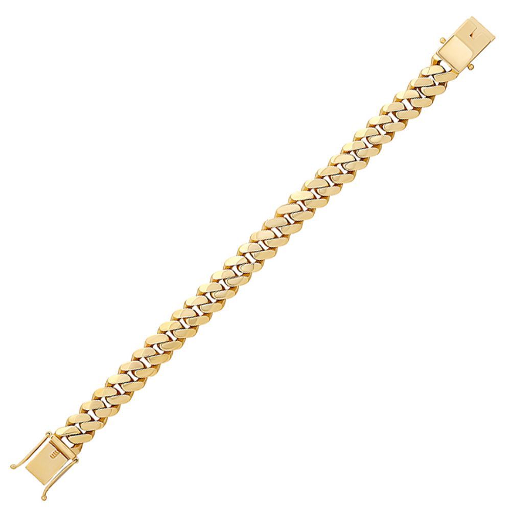 9ct Gold  Domed Cuban Curb 12mm Chain Link Bracelet, 8.5 inch 21cm - JBB456