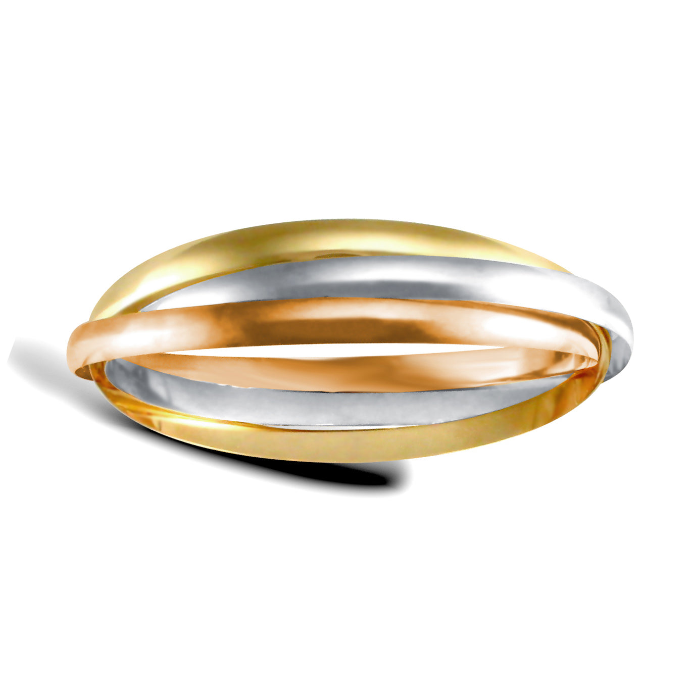 9ct 3-Colour Gold  Russian Wedding Ring 4mm Bangle Bracelet - JBG048