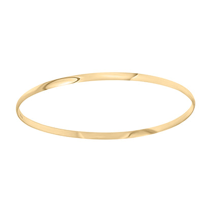 Ladies Solid 9ct Gold  D-Shape 3mm Bangle Bracelet - JBG060