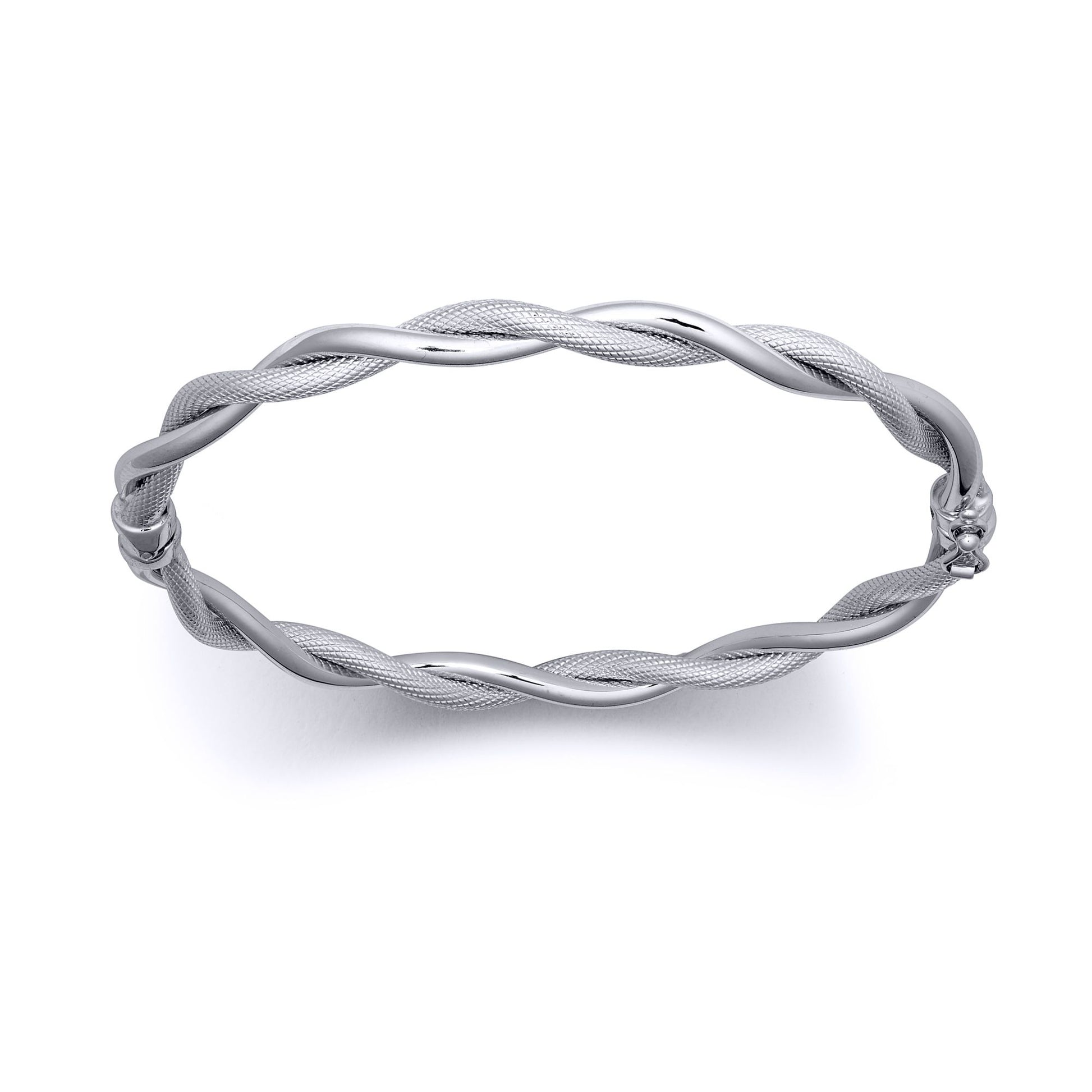 9ct White Gold  Snake Skin Twisted Double 5mm Bangle Bracelet - JBG345