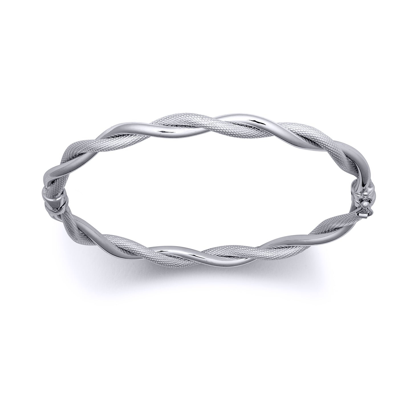 9ct White Gold  Snake Skin Twisted Double 5mm Bangle Bracelet - JBG345