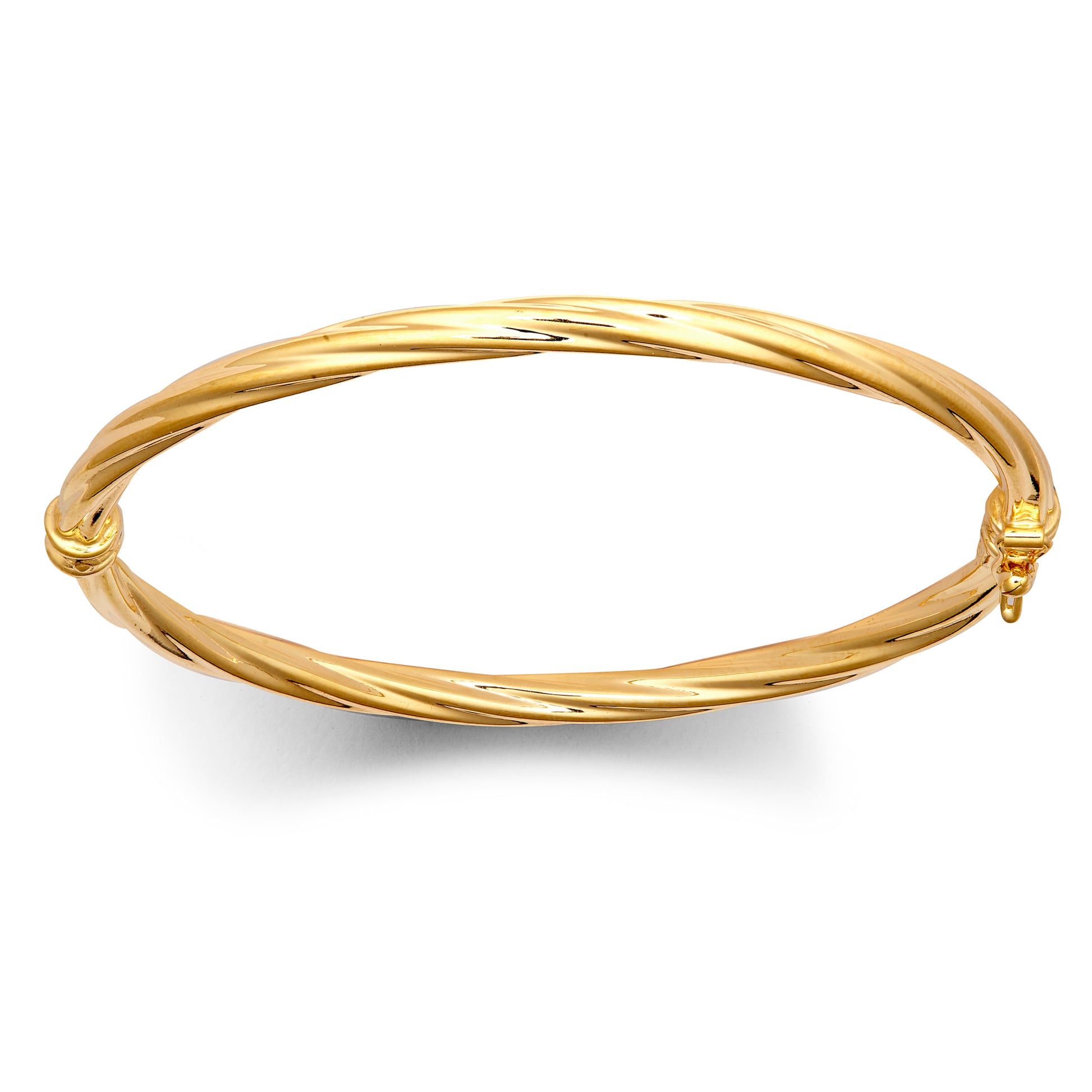 Ladies 9ct Gold  Liquorice Candy Twist 4mm Bangle Bracelet - JBG349