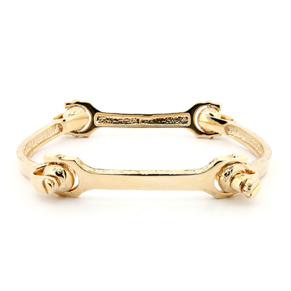 9ct Gold  Screw Spanner & Socket Bone 4.5mm Bangle Bracelet - JBG352