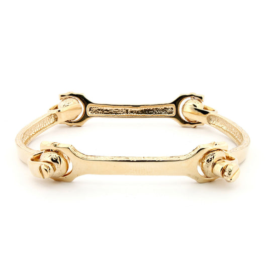 9ct Gold  Screw Spanner & Socket Bone 4.5mm Bangle Bracelet - JBG352