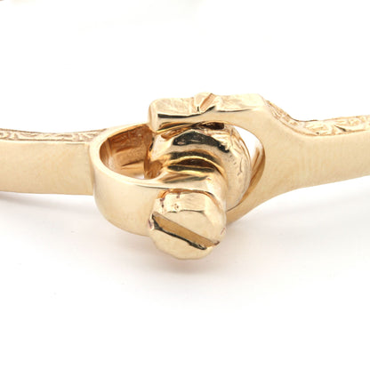 9ct Gold  Screw Spanner & Socket Bone 4.5mm Bangle Bracelet - JBG352