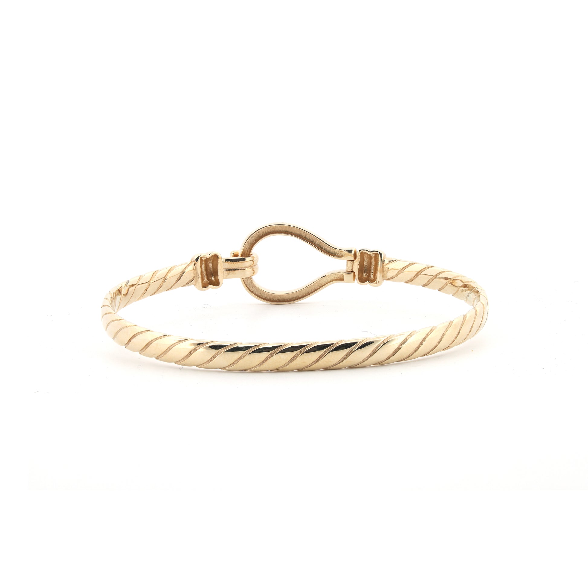 9ct Gold  Hook Noose Rope Loop Stirrup 4mm Bangle Bracelet - JBG355