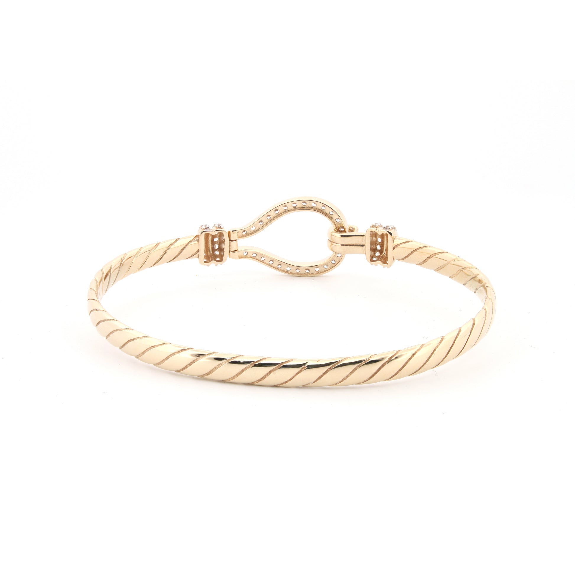 9ct Gold  Hook Noose Rope Loop Stirrup 4mm Bangle Bracelet - JBG356