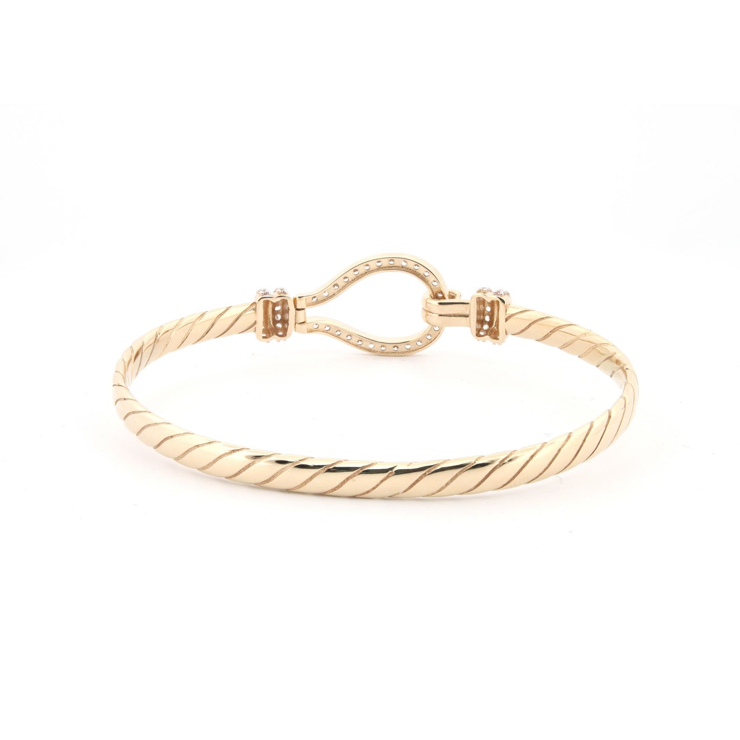 9ct Gold  CZ Hook Noose Rope Loop Stirrup 4mm Bangle Bracelet - JBG356