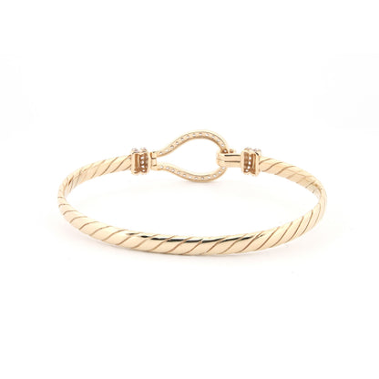 9ct Gold  CZ Hook Noose Rope Loop Stirrup 4mm Bangle Bracelet - JBG356