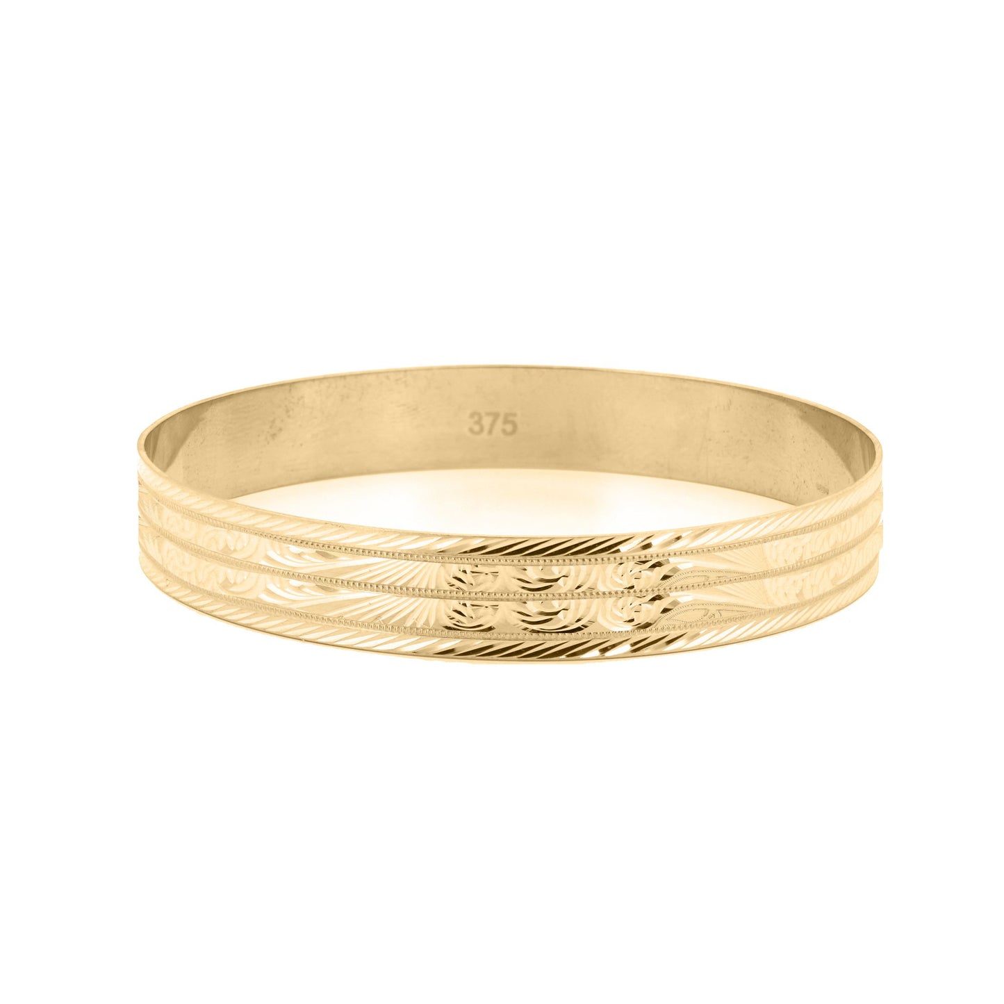 Ladies 9ct Gold  Baroque Filigree Slave 10mm Bangle Bracelet - JBG358