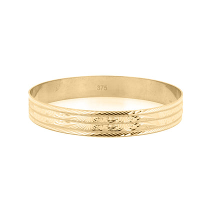 Ladies 9ct Gold  Baroque Filigree Slave 10mm Bangle Bracelet - JBG358