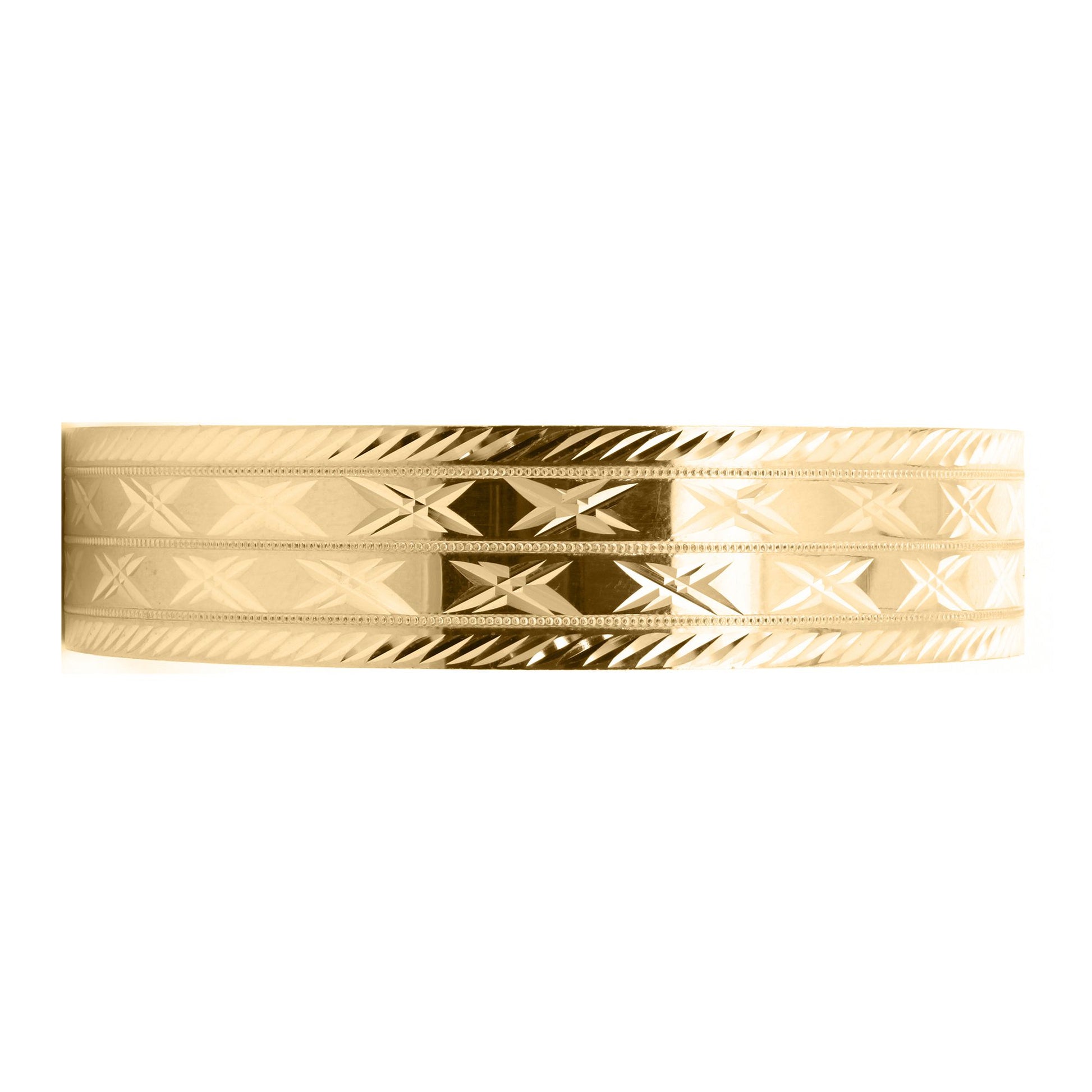 Ladies 9ct Gold  Criss Cross Pattern Slave 15mm Bangle Bracelet - JBG359