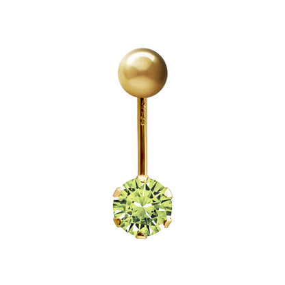 9ct Gold  6mm Opal Solitaire Banana Belly Bar 10mm Light Green - JBJ100