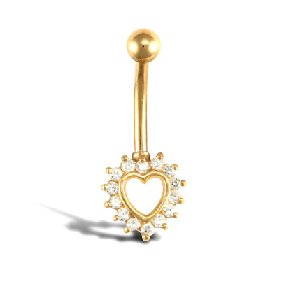 9ct Gold  CZ Love Banana Belly Bar, 10mm - JBJ102