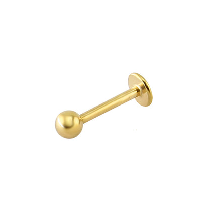 9ct Gold  Ball 1.1mm Labret Stud Body Bar Piercing, 10mm (8mm Bar) - JBJ124