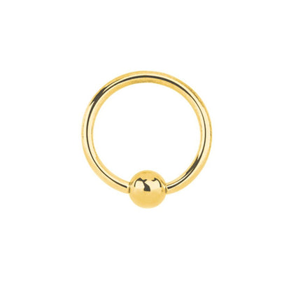 9ct Gold  Ball Closure 1.1mm Hoop Body Ring Piercing, 10mm - JBJ127