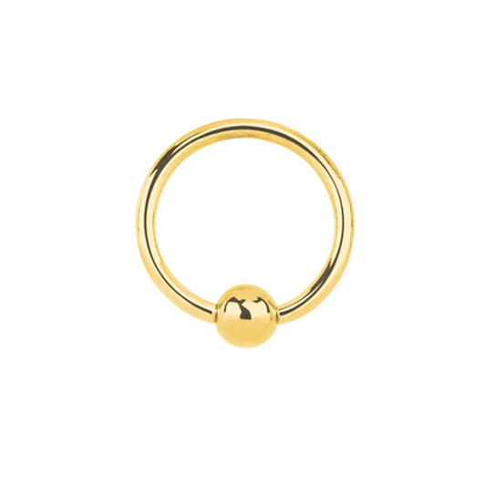 9ct Gold  Ball Closure 1.1mm Hoop Body Ring Piercing, 10mm - JBJ127