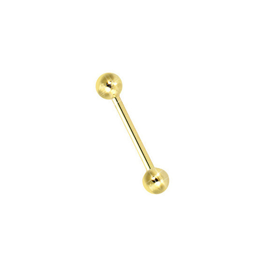 18ct Gold  1.1mm Barbell Body Bar Tongue Piercing, 22mm (12mm Bar) - JBJ129