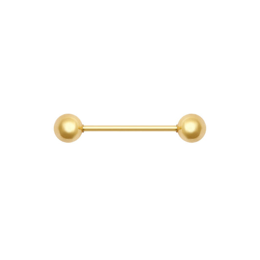18ct Gold  1.1mm Barbell Body Bar Tongue Piercing, 22mm (12mm Bar) - JBJ129