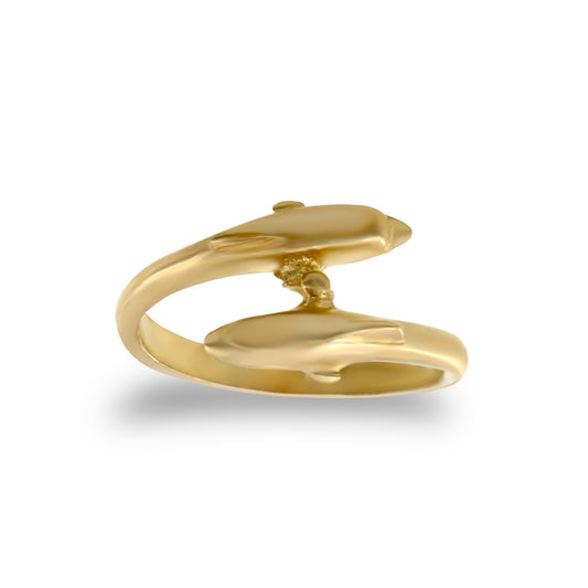 9ct Gold  Double Dolphin Crossover Torque Baby Ring - JBR015