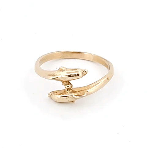 9ct Gold  Double Dolphin Crossover Torque Baby Ring - JBR015