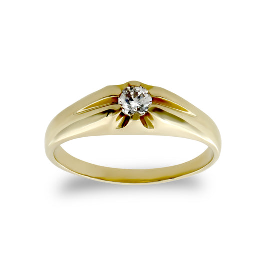 9ct Gold  CZ Gypsy Solitaire Baby Ring - JBR016