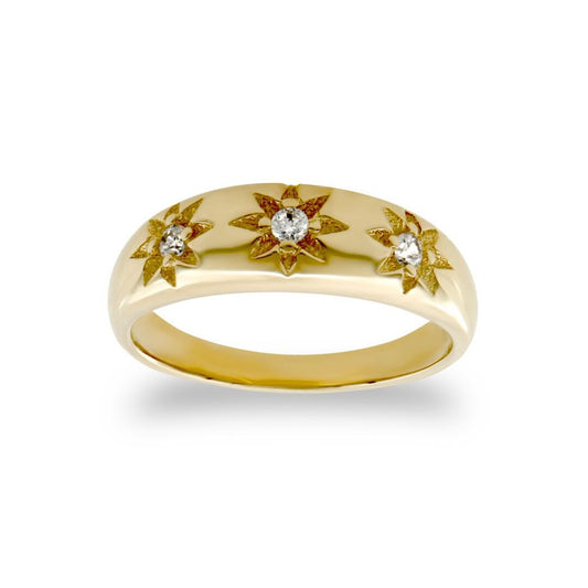 9ct Gold  CZ Gypsy Trilogy Baby Ring - JBR017