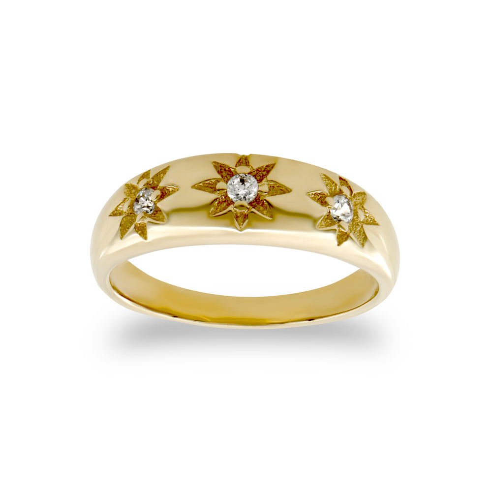 9ct Gold  CZ Gypsy Trilogy Baby Ring - JBR017